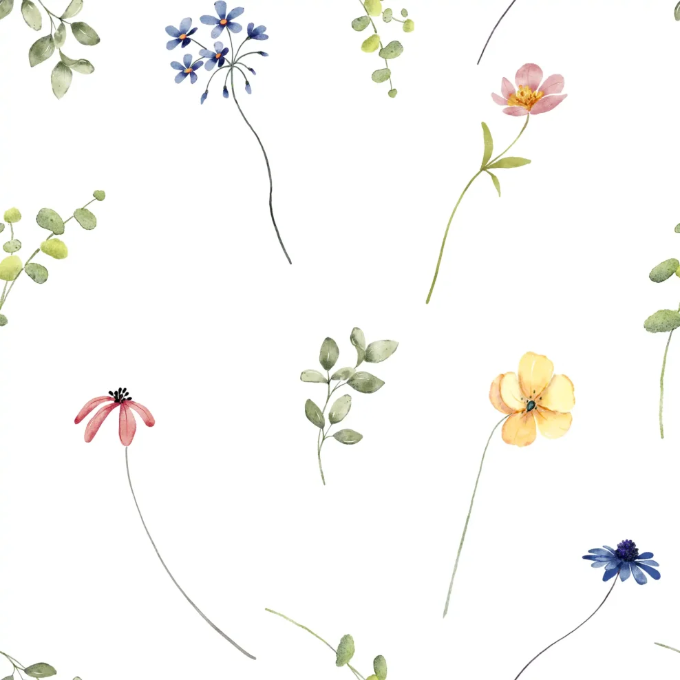 Floral less words - a gentle minimal and airy watercolor floral - Fabric