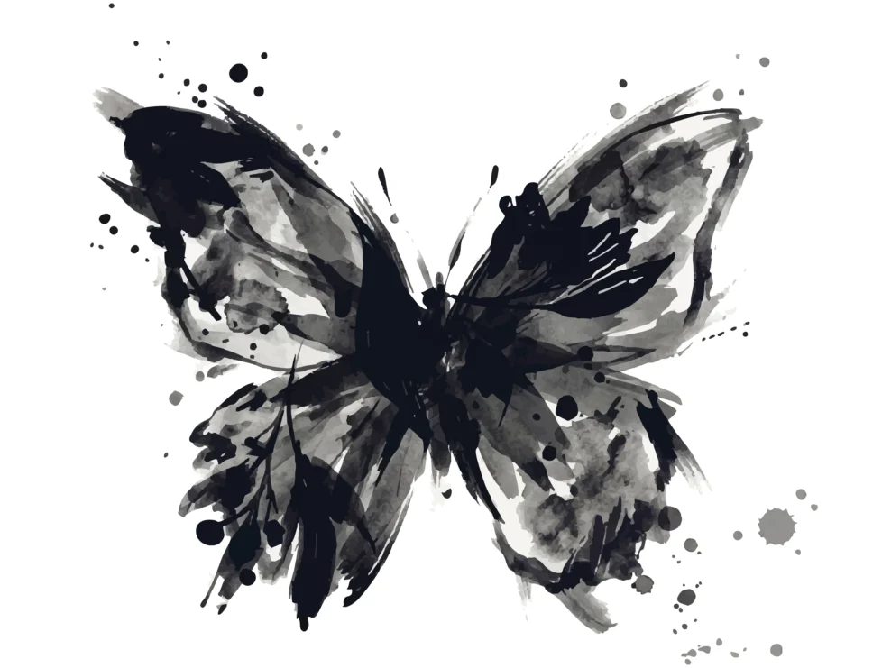 My Charcoal And Watercolor Ink Butterfly 1 - Wall mural